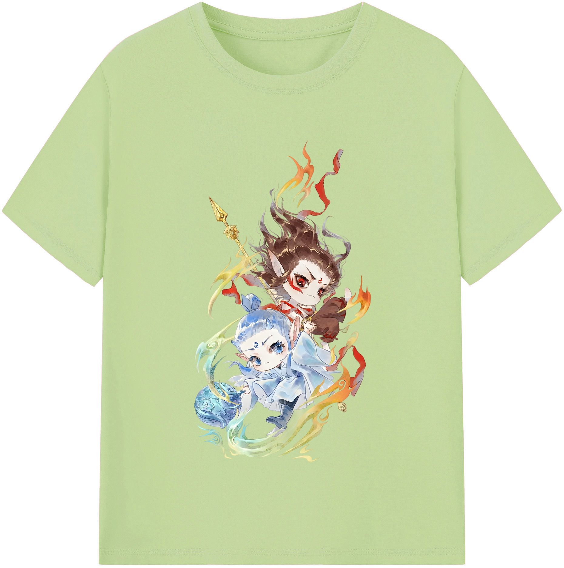 （画像用） Ne Zha 2 ナタ 魔童の大暴れ 綿100％半袖Tシャツ（フロントプリント）